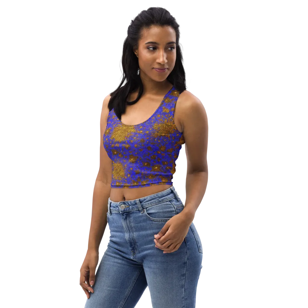 Cobalt Gold Rush on Crop Top — Left Front