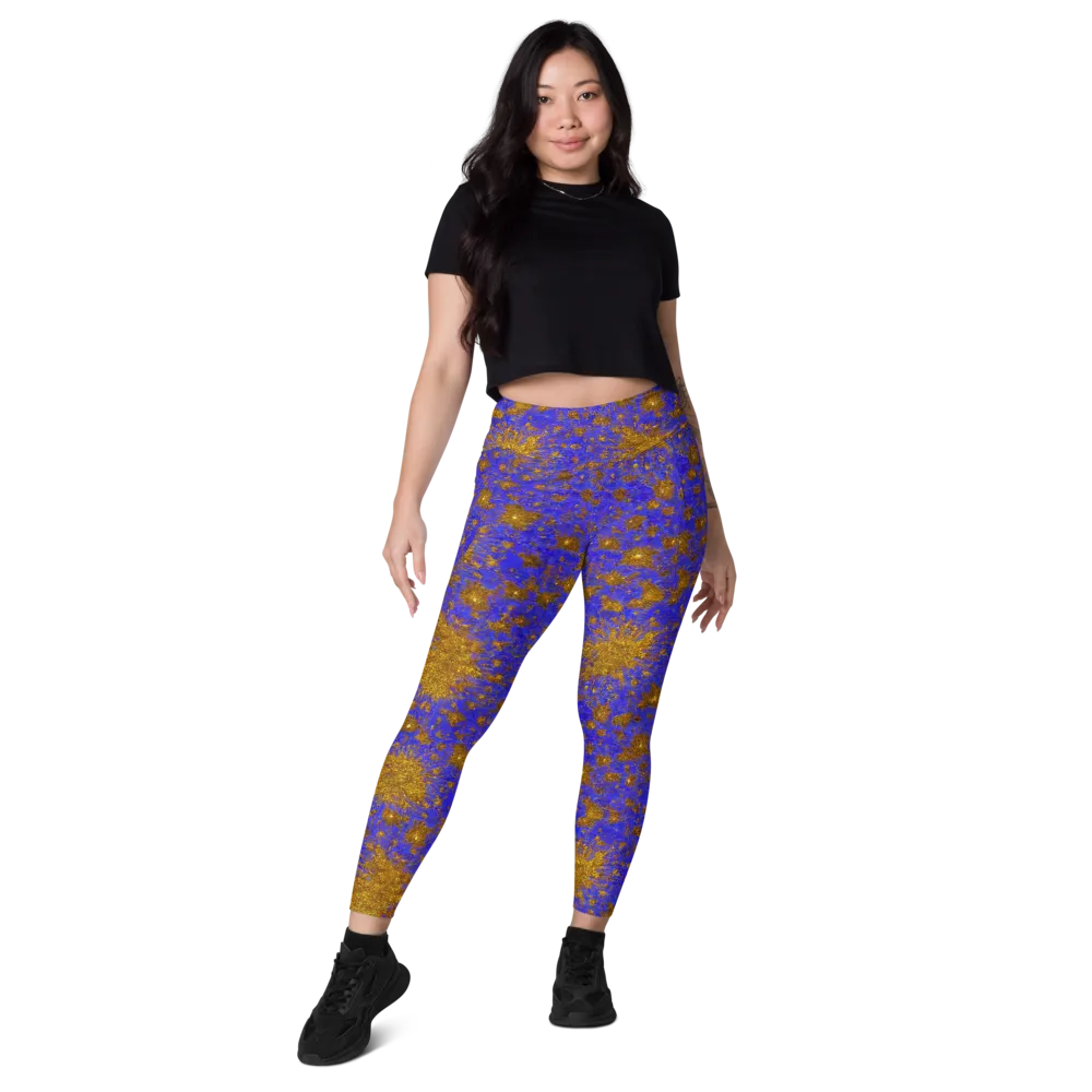 Cobalt Gold Rush on Leggings with Pockets — Front