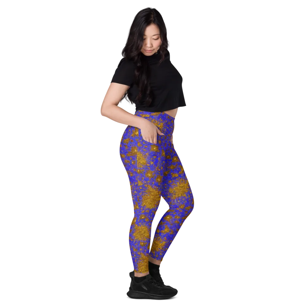 Cobalt Gold Rush on Leggings with Pockets — Right