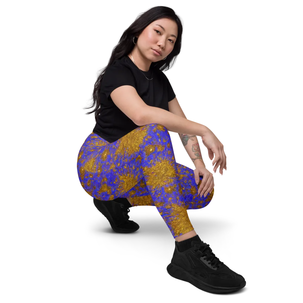 Cobalt Gold Rush on Leggings with Pockets — Right Front