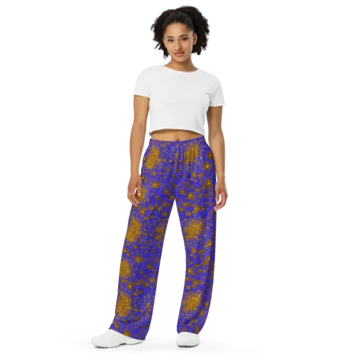 Cobalt Gold Rush on a Wide-Leg Pants