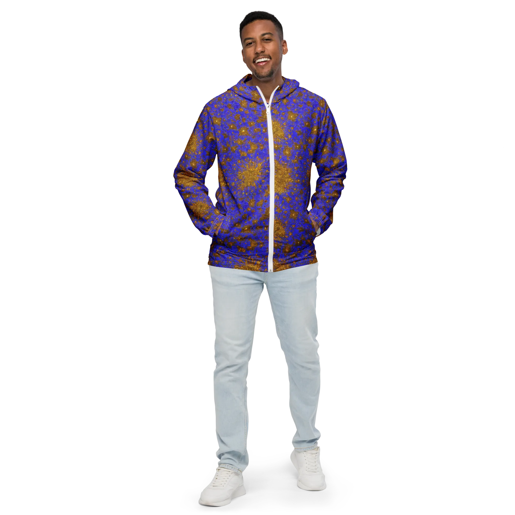 Cobalt Gold Rush on Men's Windbreaker — Front