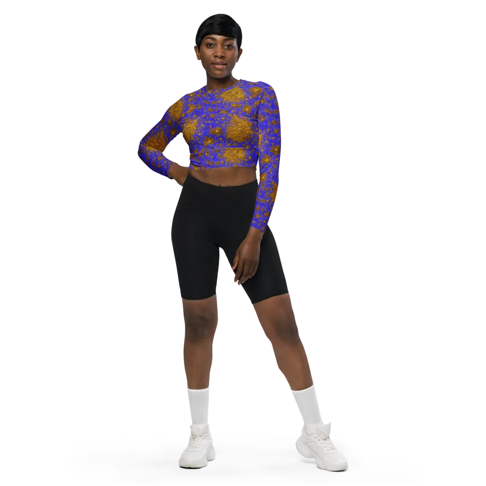 Cobalt Gold Rush on Long Sleeve Crop Top — Front