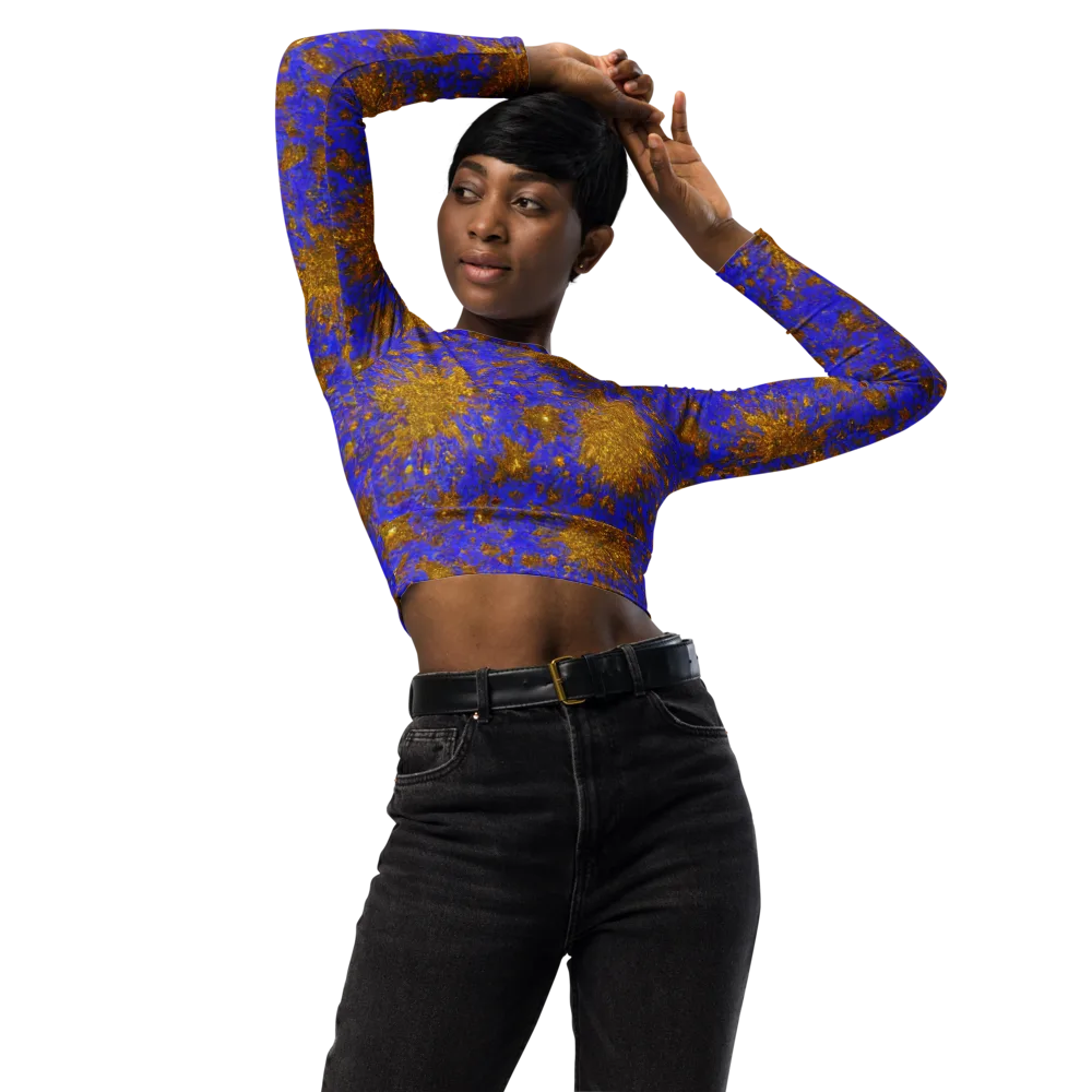 Cobalt Gold Rush on Long Sleeve Crop Top — Front