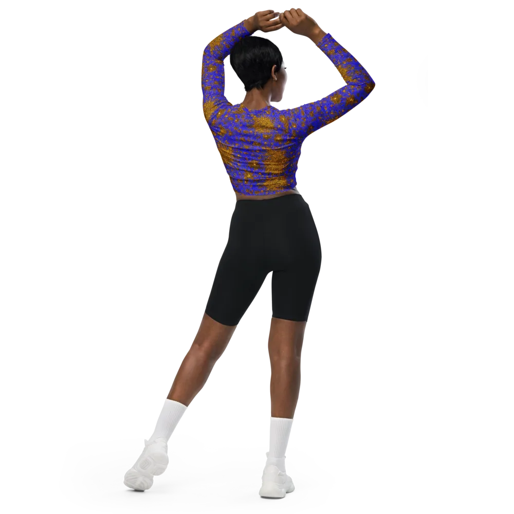 Cobalt Gold Rush on Long Sleeve Crop Top — Back