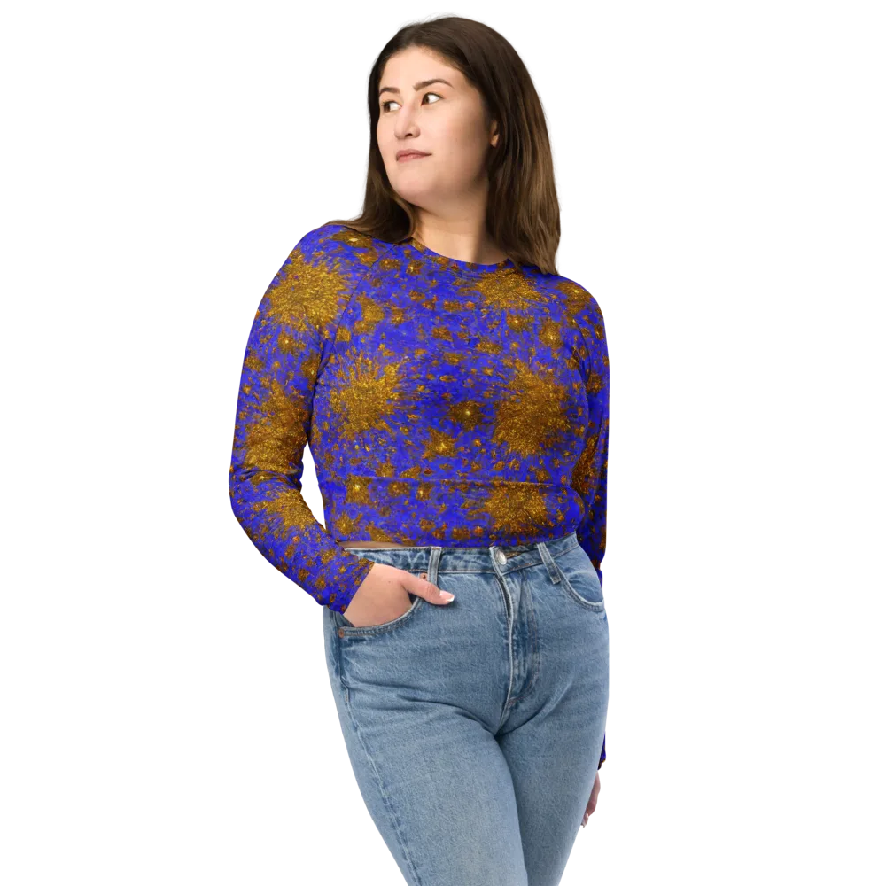 Cobalt Gold Rush on Long Sleeve Crop Top — Front