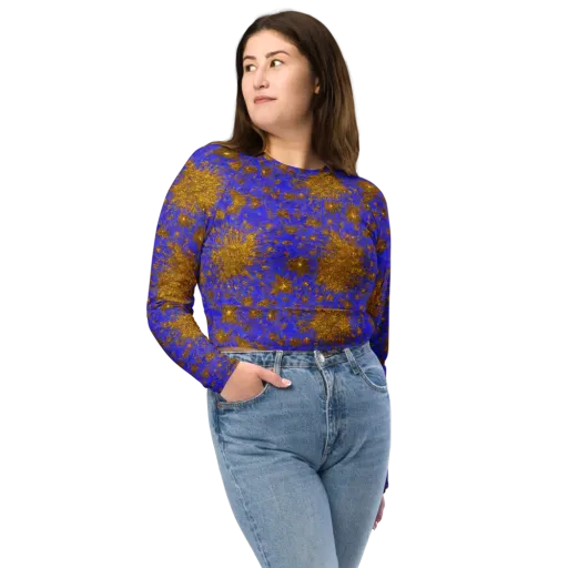 Cobalt Gold Rush on a Long Sleeve Crop Top