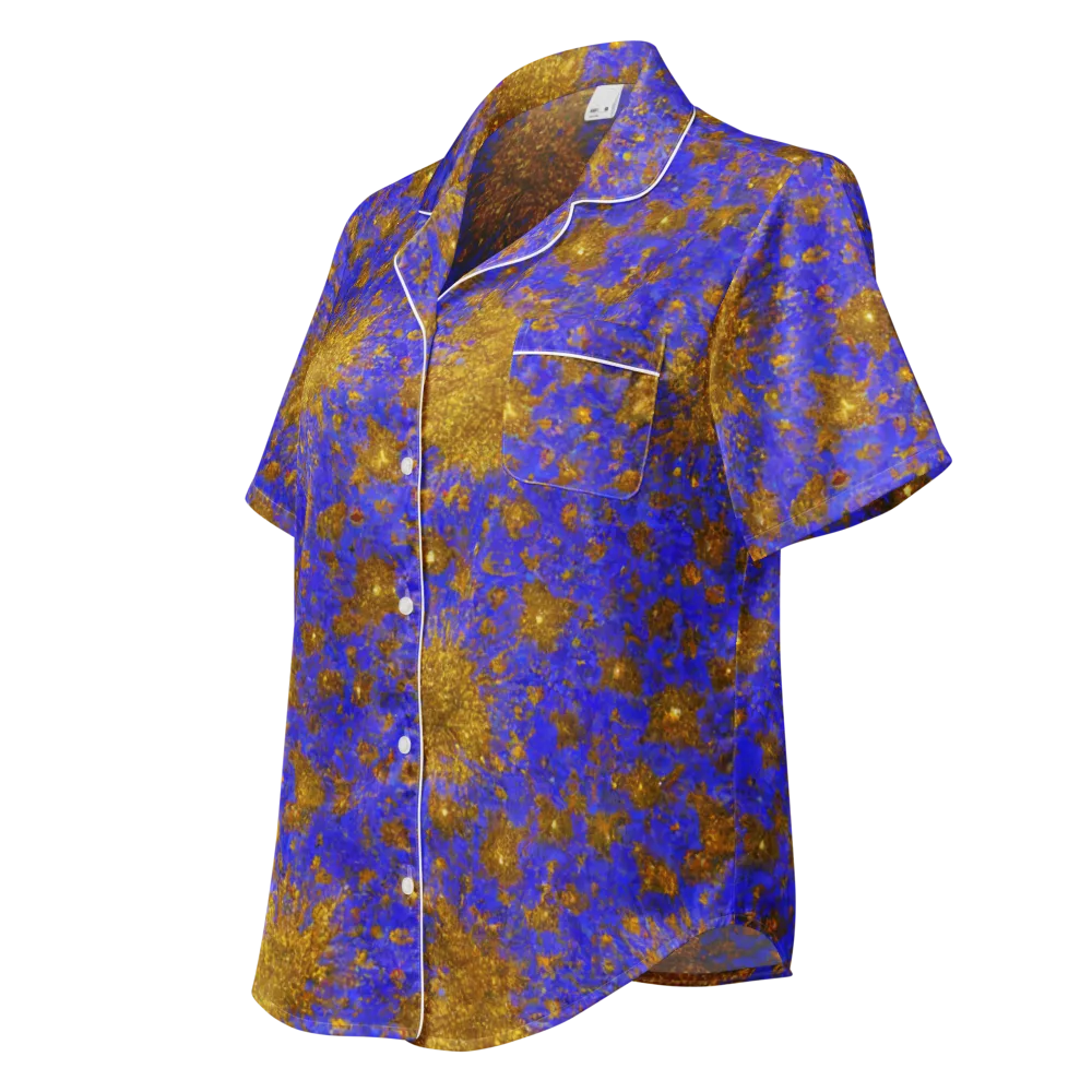 Cobalt Gold Rush on Women's Short Sleeve Pajama Top — Left Front