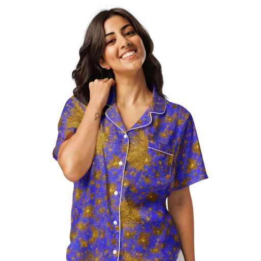 Cobalt Gold Rush on Women's Short Sleeve Pajama Top