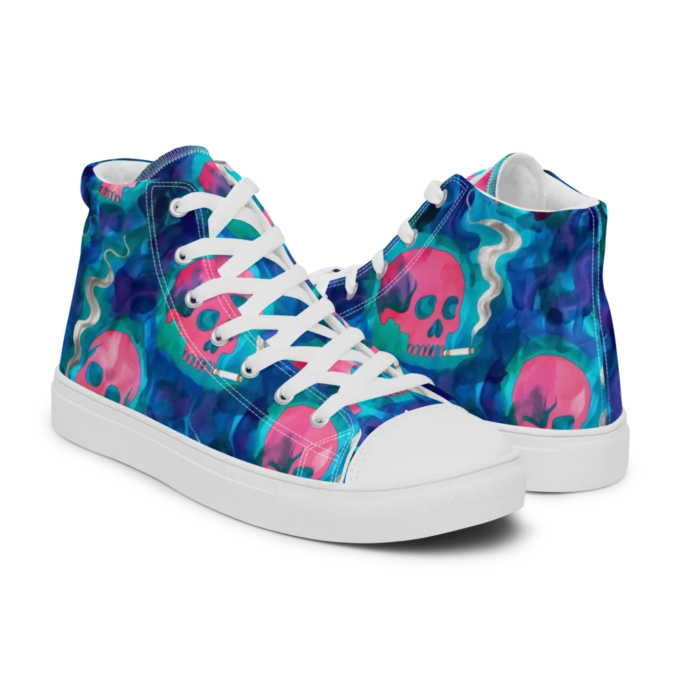 Neon Mourning on Men's High Top Canvas Shoes — Right