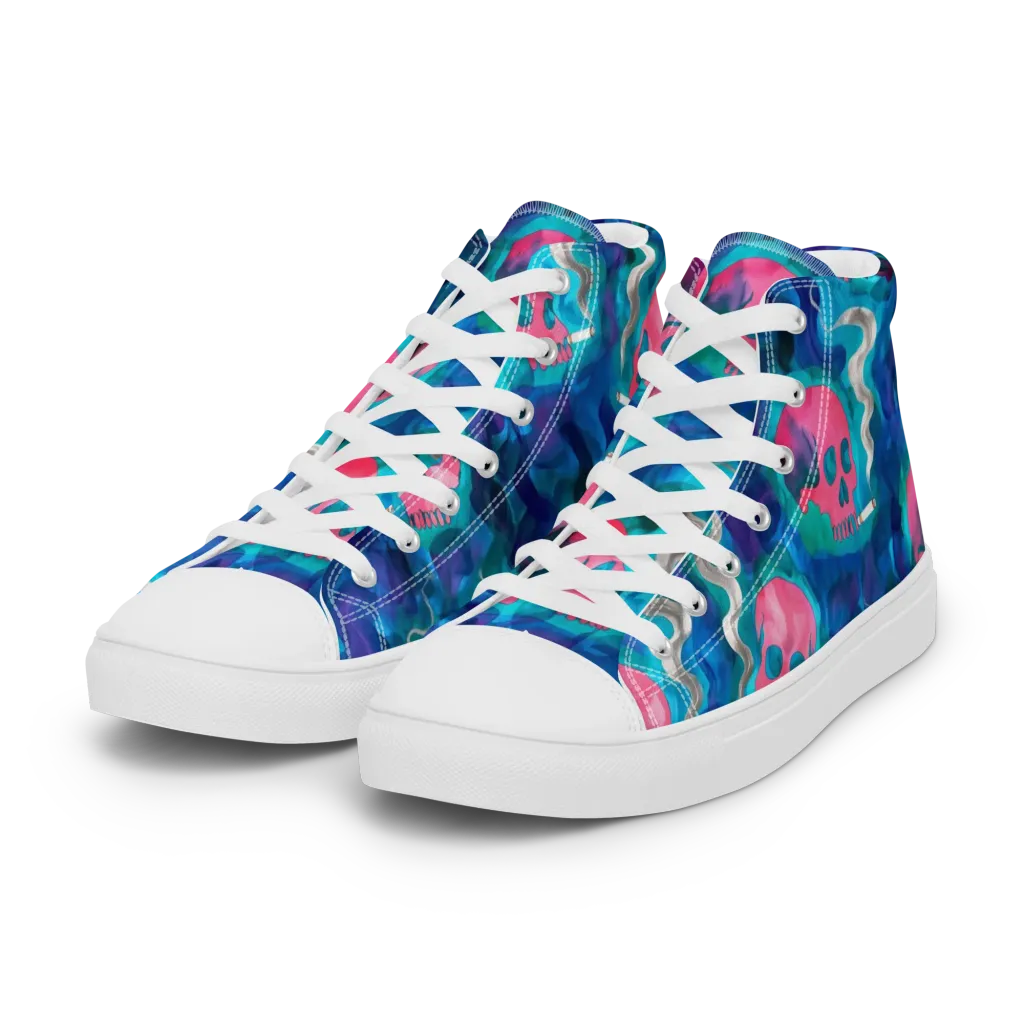 Neon Mourning on Women's High Top Canvas Shoes — Left Front