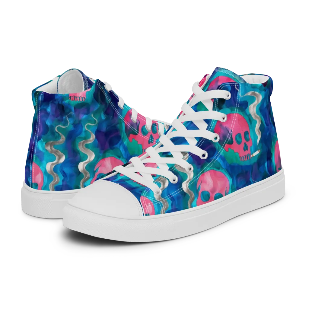 Neon Mourning on Women's High Top Canvas Shoes — Left