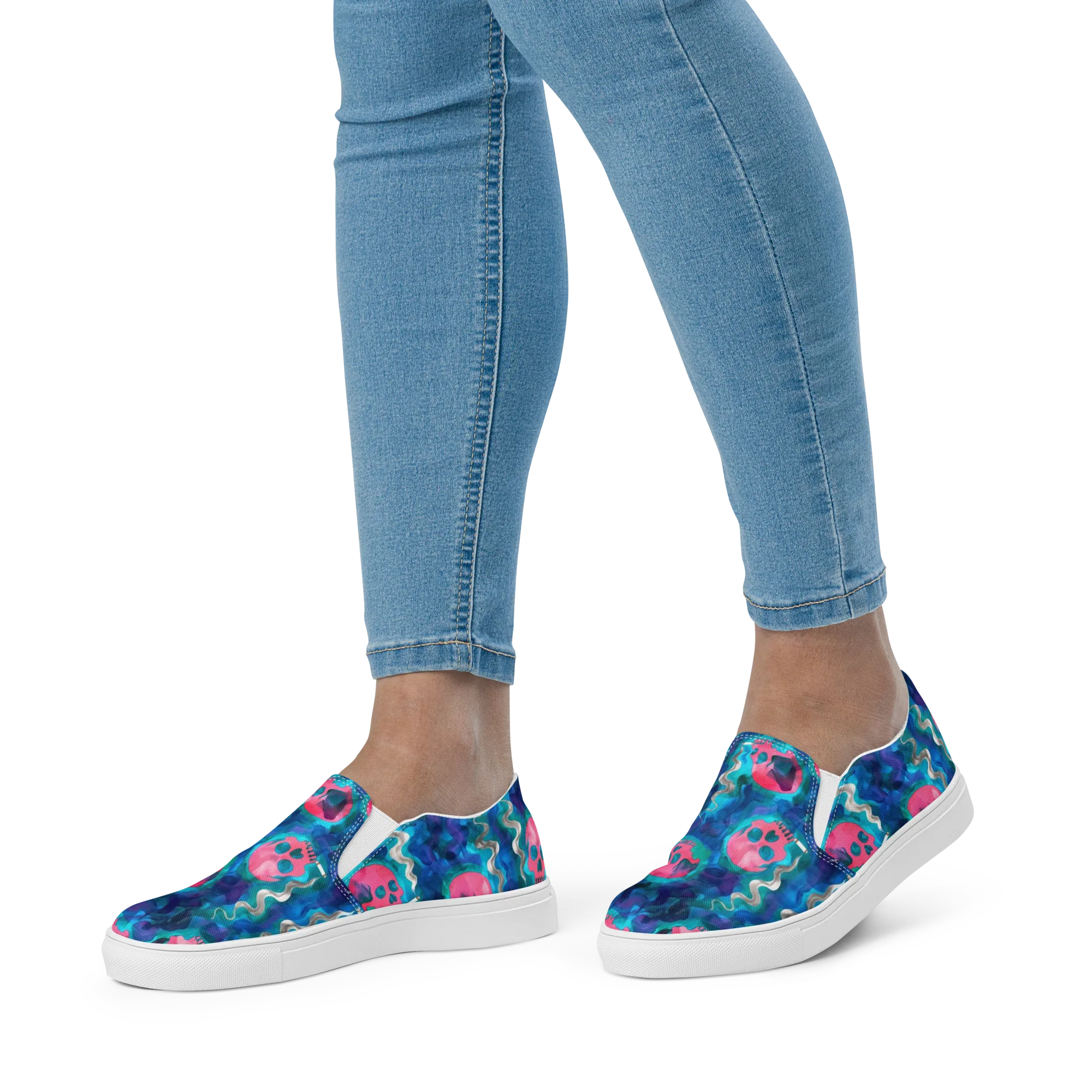 Neon Mourning on Women's Slip-On Canvas Shoes — Front