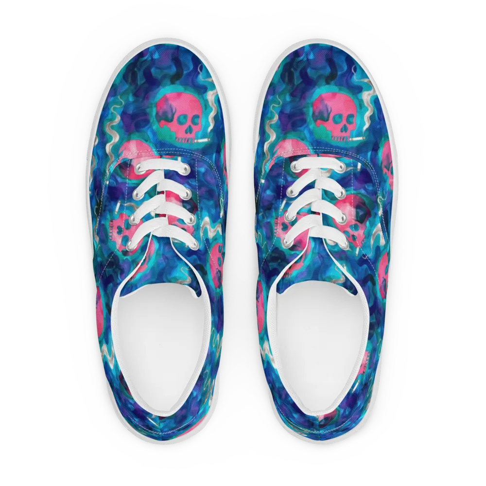 Neon Mourning on Men's Lace-Up Canvas Shoes — Front