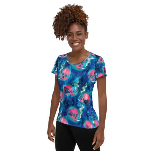 Neon Mourning on a Women's Athletic T-Shirt