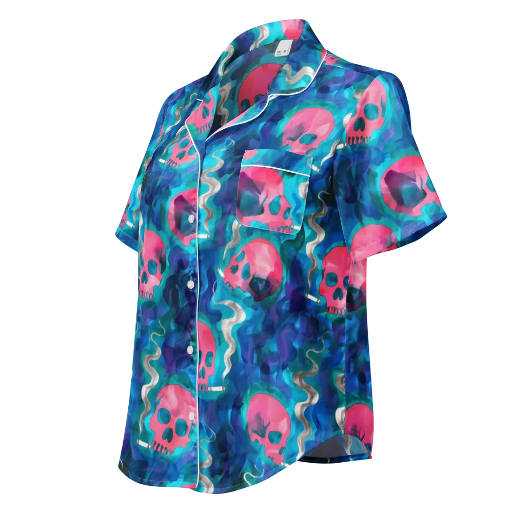 Neon Mourning on Women's Short Sleeve Pajama Top — Left Front
