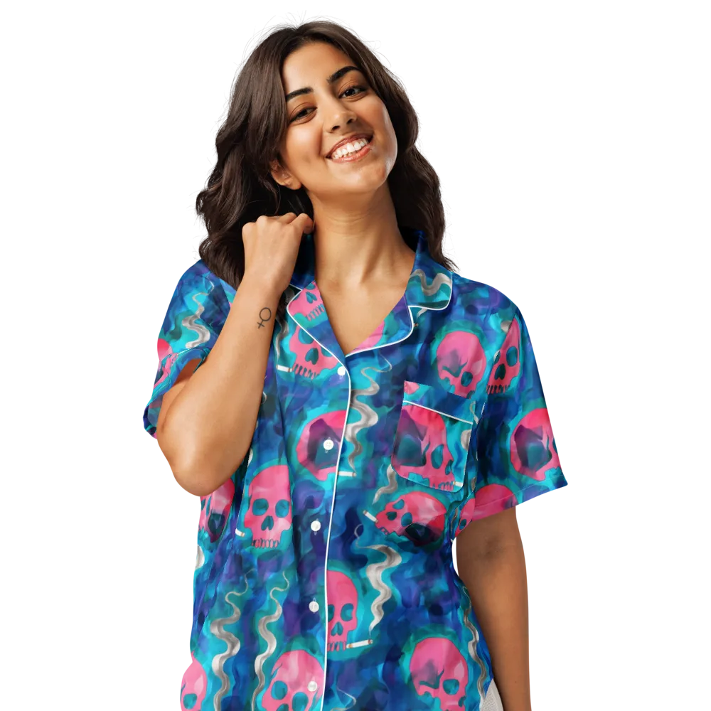 Neon Mourning on Women's Short Sleeve Pajama Top — Front