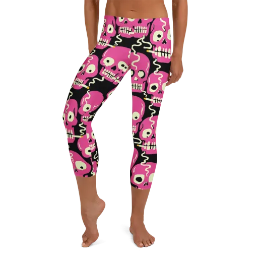 Sugar Skull Static on a Capri Leggings