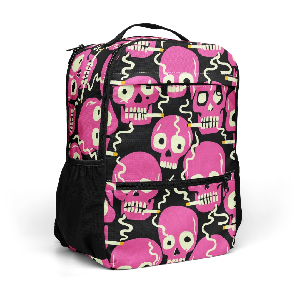 Sugar Skull Static on Utility Backpack — Right Front