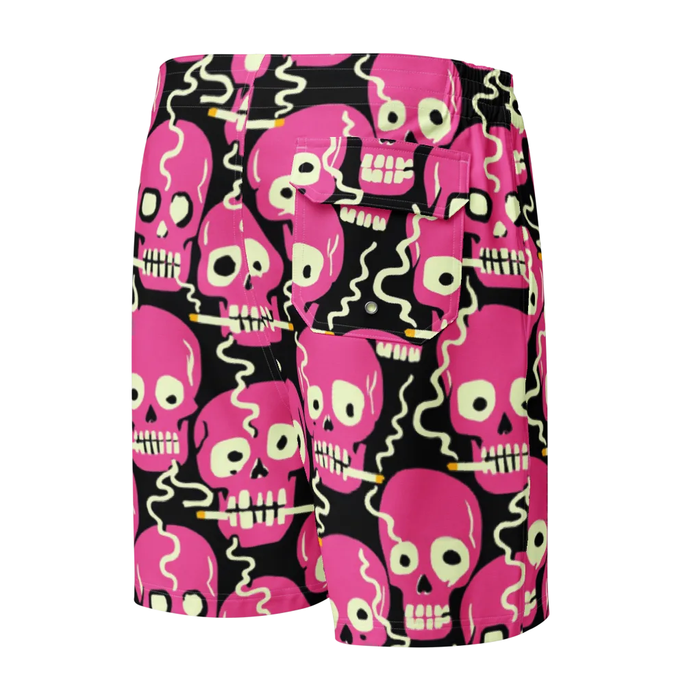 Sugar Skull Static on Men's Board Shorts — Back