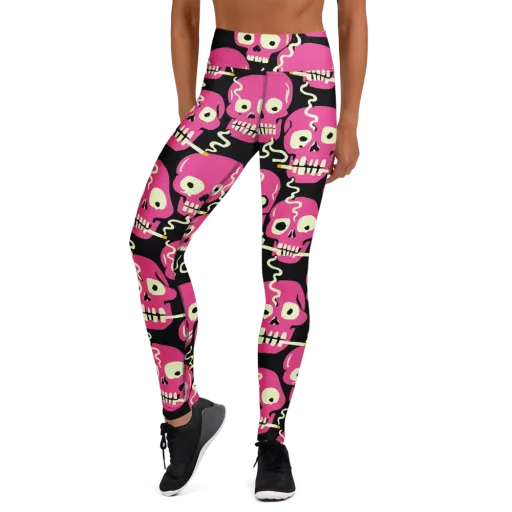 Sugar Skull Static on a Yoga Leggings