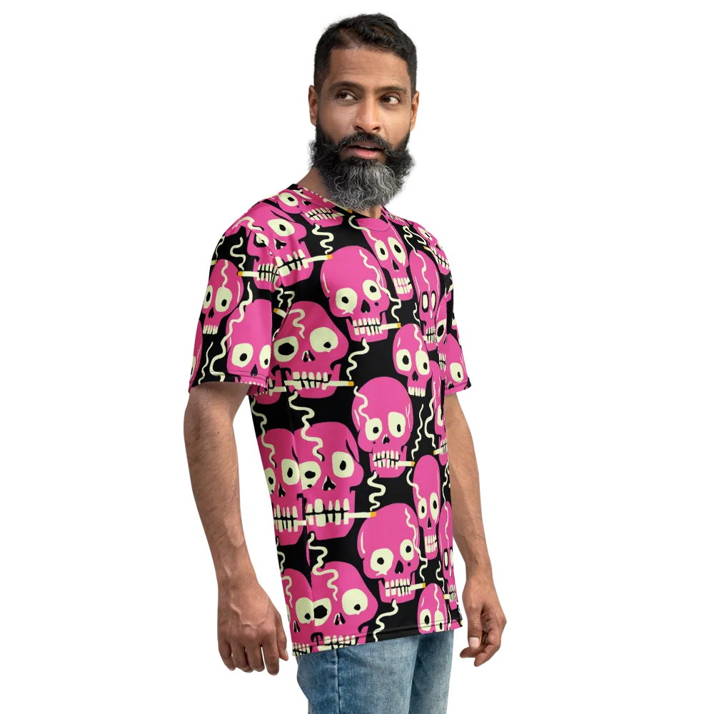 Sugar Skull Static on Men's Crew Neck T-Shirt — Right