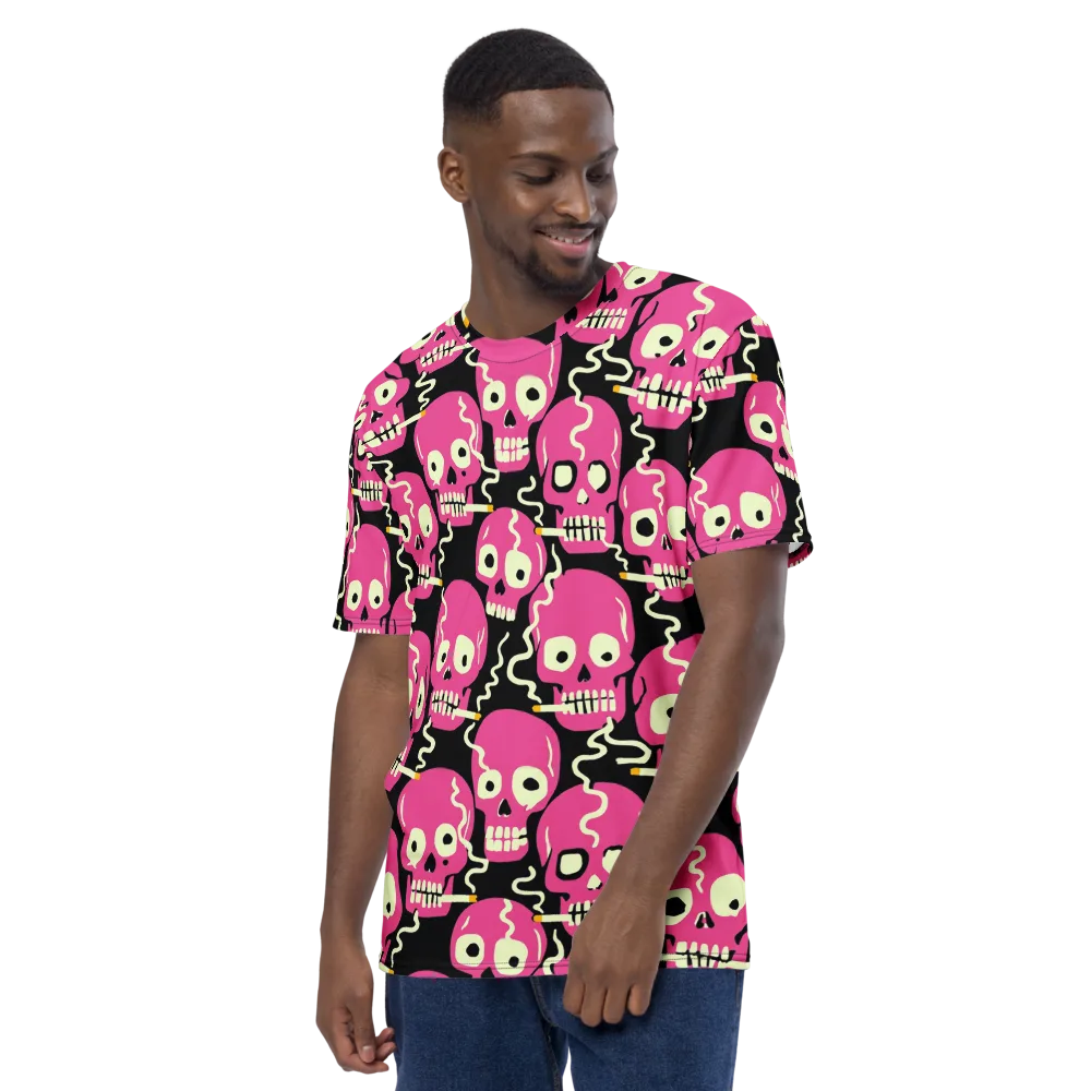Sugar Skull Static on Men's Crew Neck T-Shirt — Left