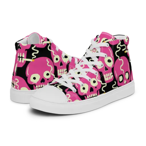 Sugar Skull Static on a Men's High Top Canvas Shoes