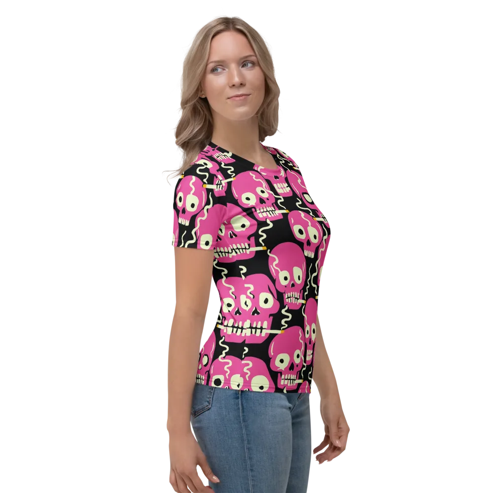Sugar Skull Static on Women's Crew Neck T-Shirt — Right