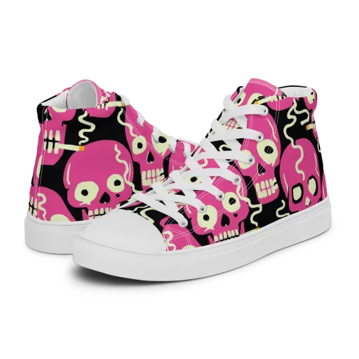 Sugar Skull Static on a Women's High Top Canvas Shoes