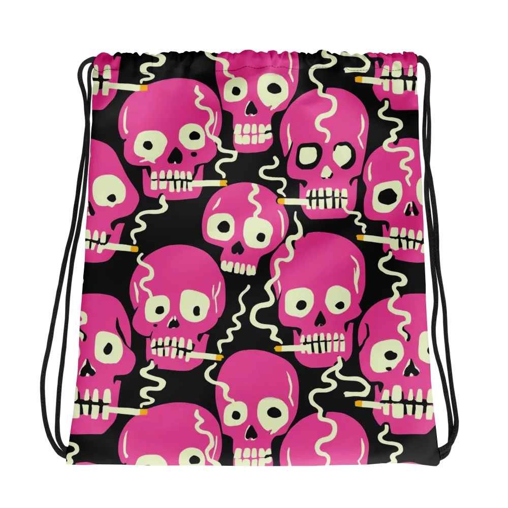 Sugar Skull Static on Drawstring Bag — Photo