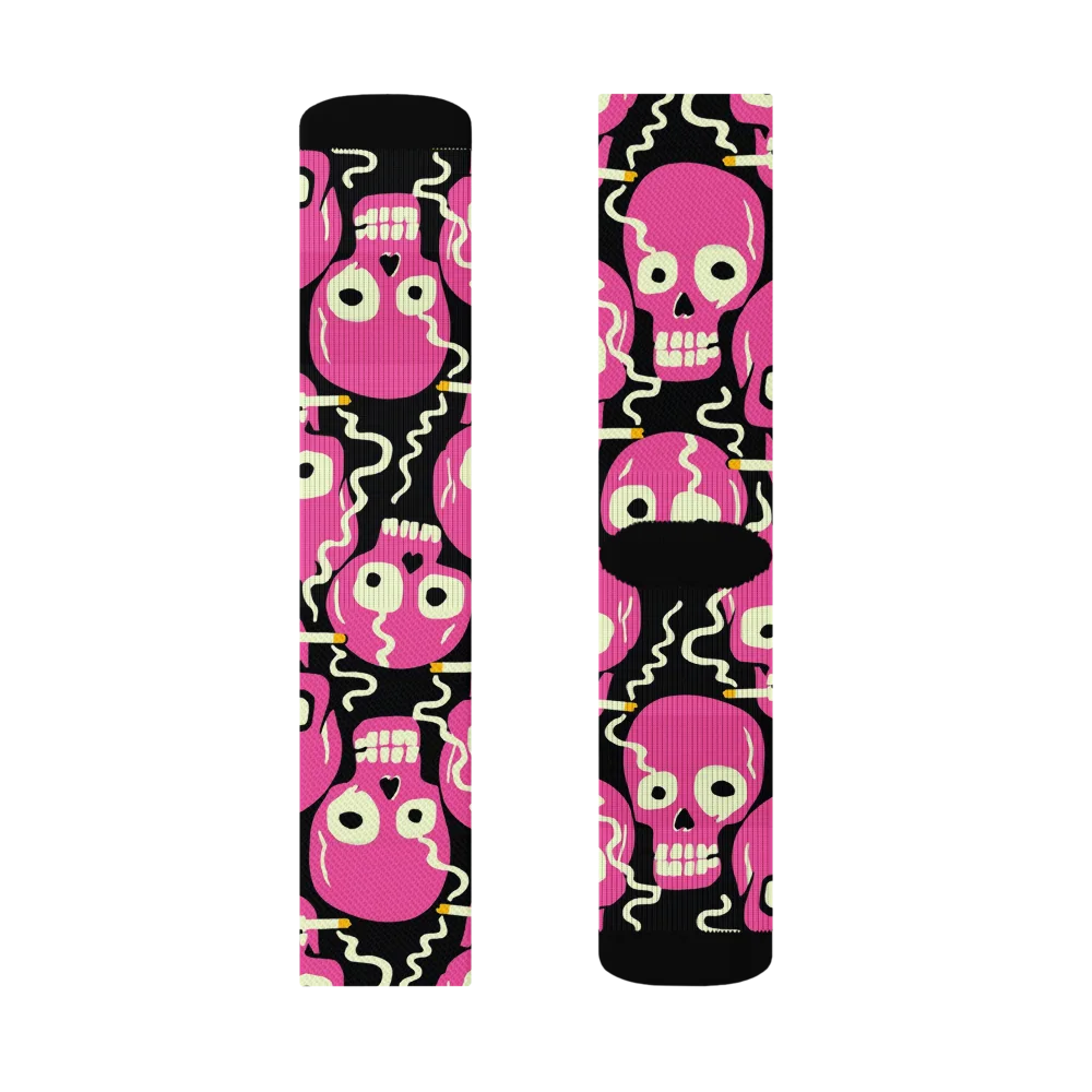 Sugar Skull Static on Socks — Left Sock