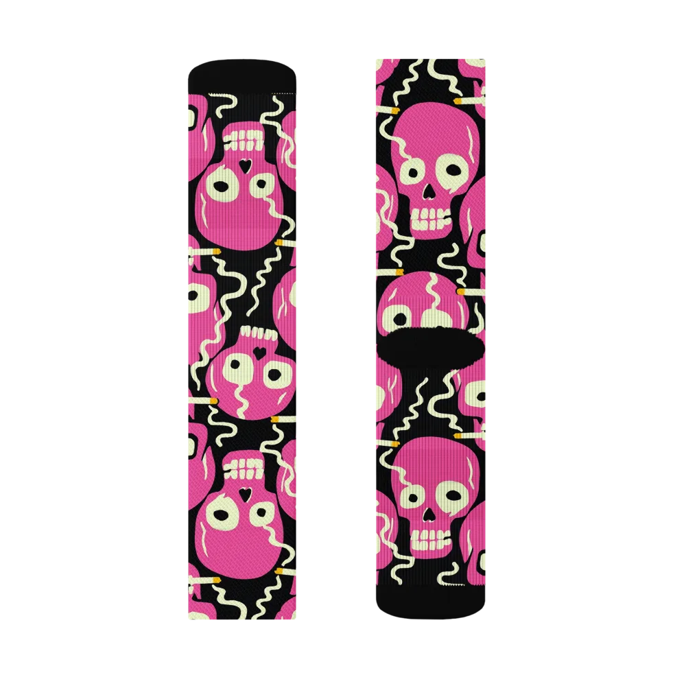 Sugar Skull Static on Socks — Right Sock
