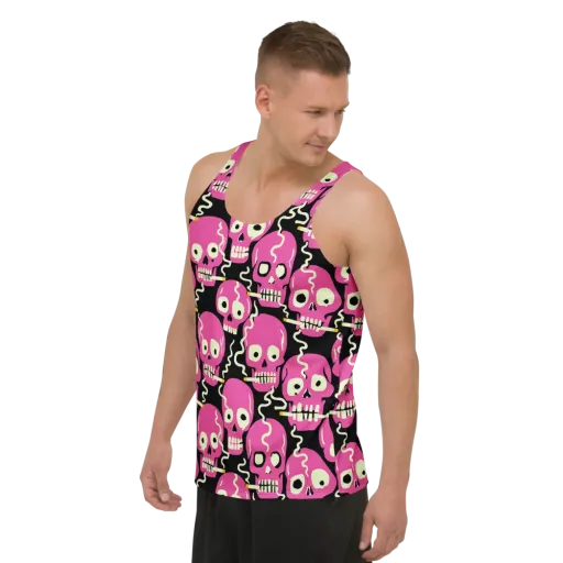 Sugar Skull Static on a Men's Tank Top