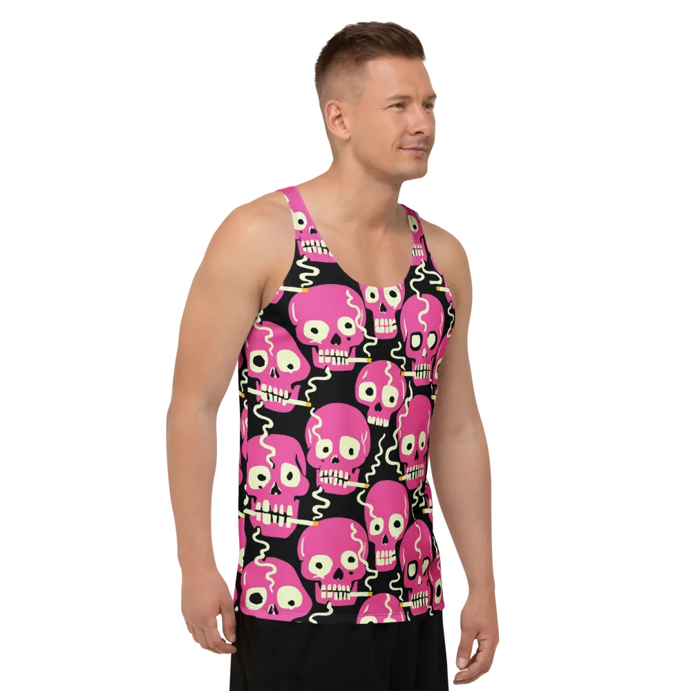 Sugar Skull Static on Men's Tank Top — Right Front