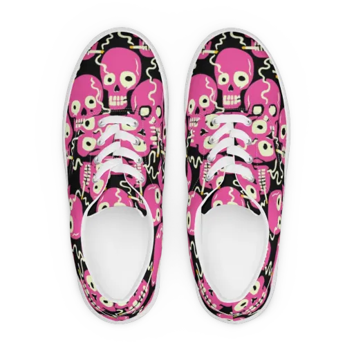 Sugar Skull Static on a Men's Lace-Up Canvas Shoes