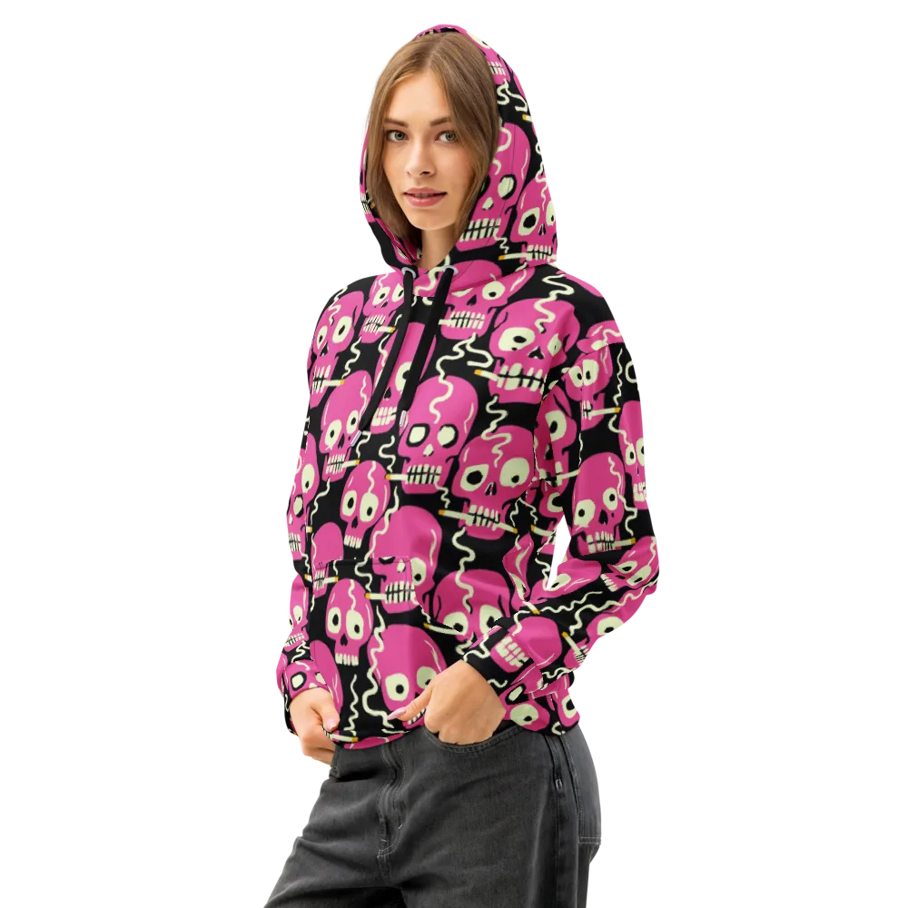 Sugar Skull Static on Cotton Hoodie — Left Front