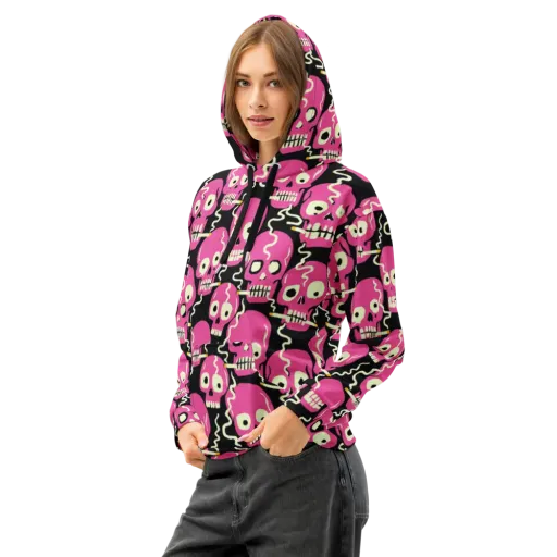 Sugar Skull Static on a Cotton Hoodie