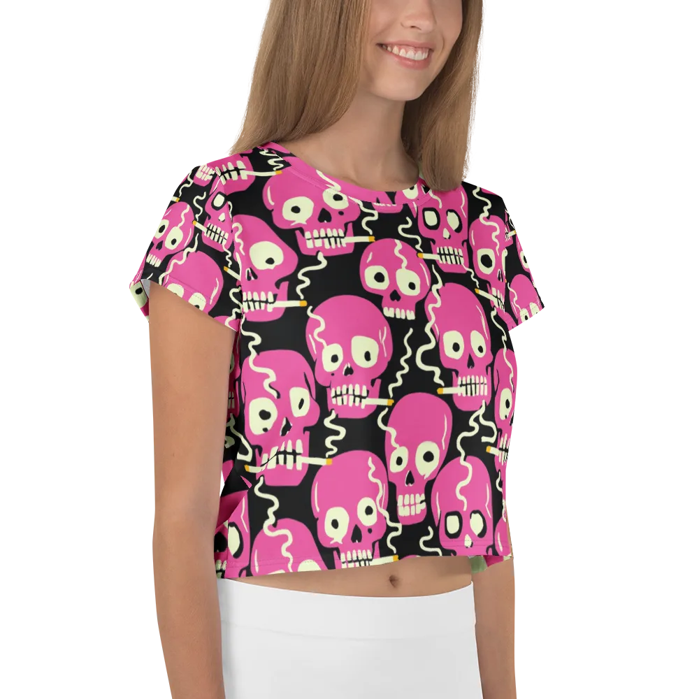 Sugar Skull Static on Crop Tee — Right