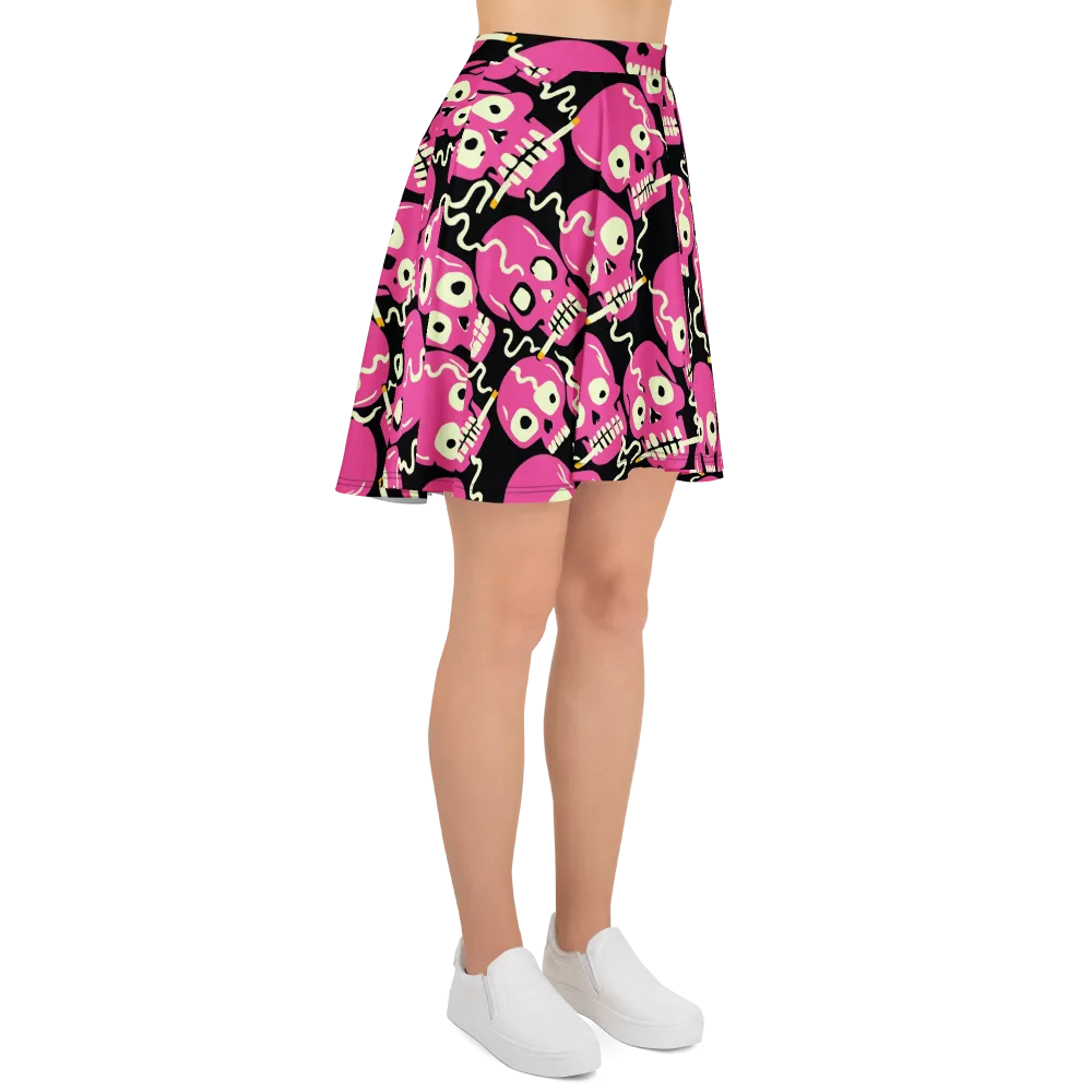 Sugar Skull Static on Skater Skirt — Right