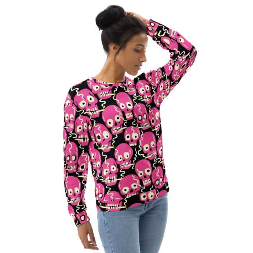Sugar Skull Static on a Sweatshirt