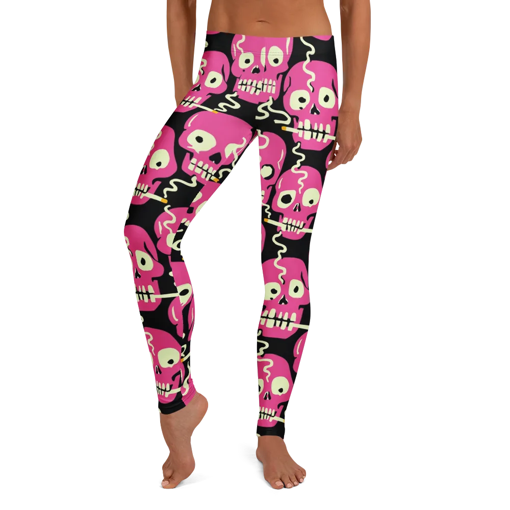 Sugar Skull Static on Leggings — Front