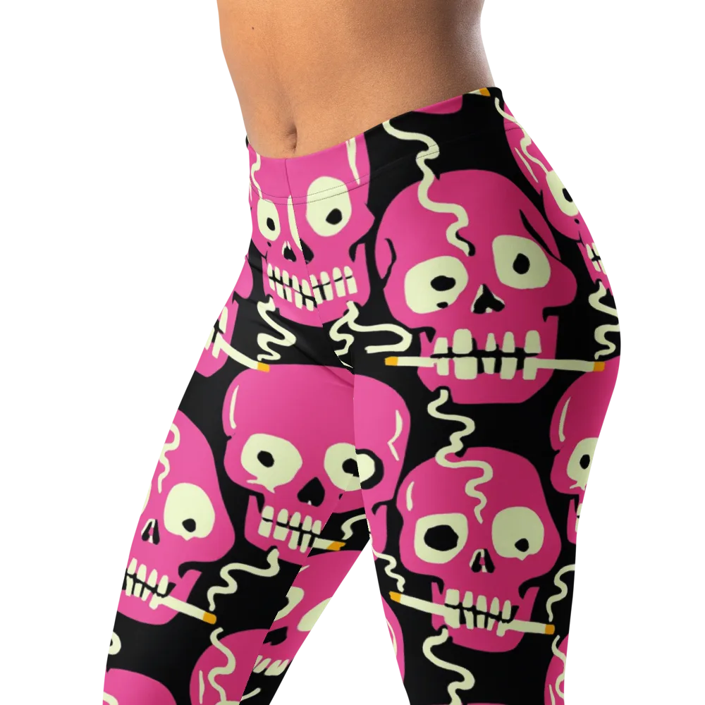Sugar Skull Static on Leggings — Left Front
