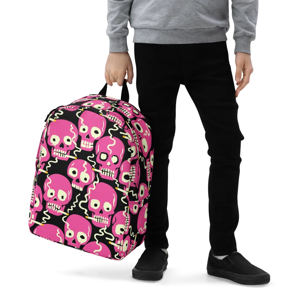 Sugar Skull Static on Minimalist Backpack — Zoomed-in
