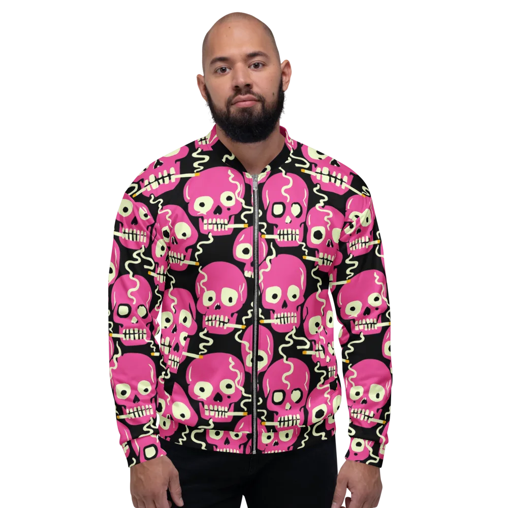 Sugar Skull Static on Bomber Jacket — Front