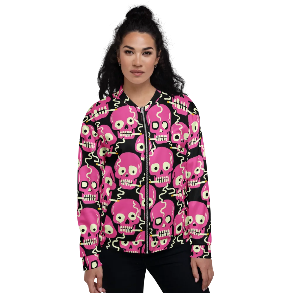 Sugar Skull Static on Bomber Jacket — Front