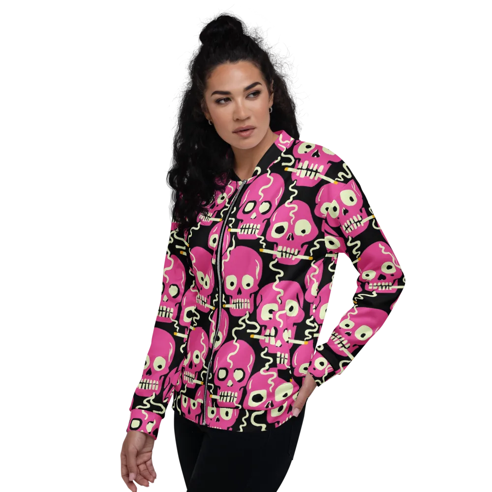 Sugar Skull Static on Bomber Jacket — Left