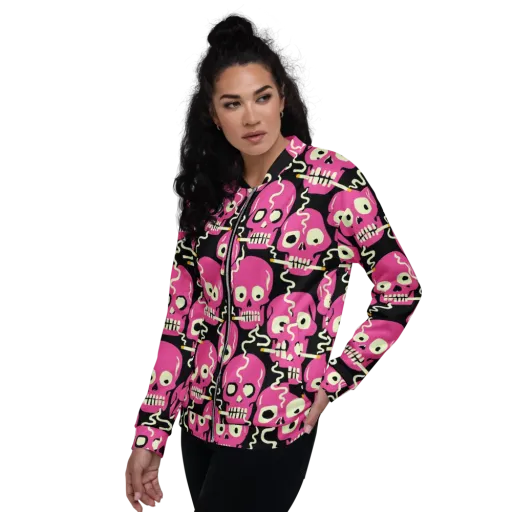 Sugar Skull Static on a Bomber Jacket