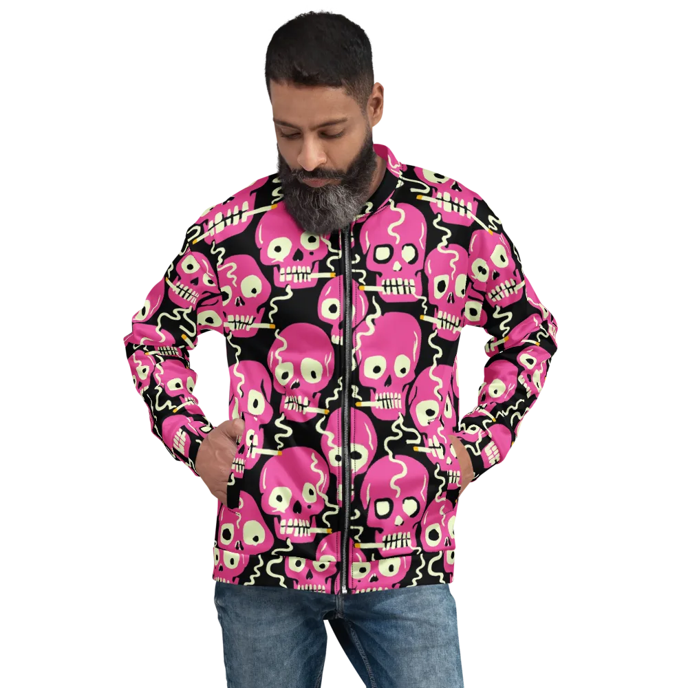 Sugar Skull Static on Bomber Jacket — Front