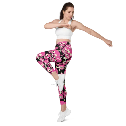 Sugar Skull Static on a Leggings with Pockets